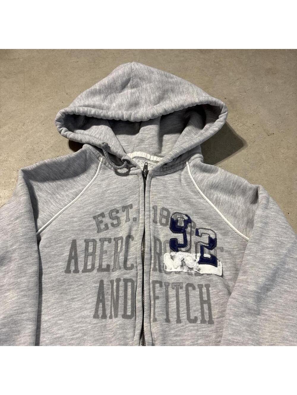 Vintage Y2K Abercrombie & Fitch Full Zip Hoodie Gray Womens M Spellout 92